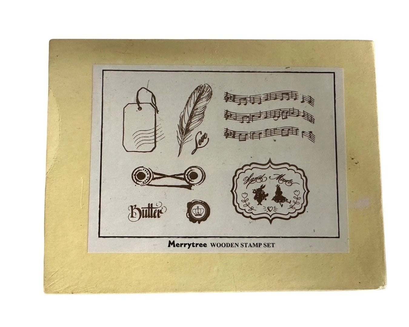 MerryTree x2 4pcs Wooden Rubber Stamp Set