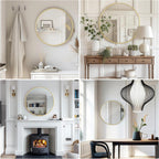 Round Gold Wall Mirror 80cm Hanging Vanity Bathroom Bedroom Decor