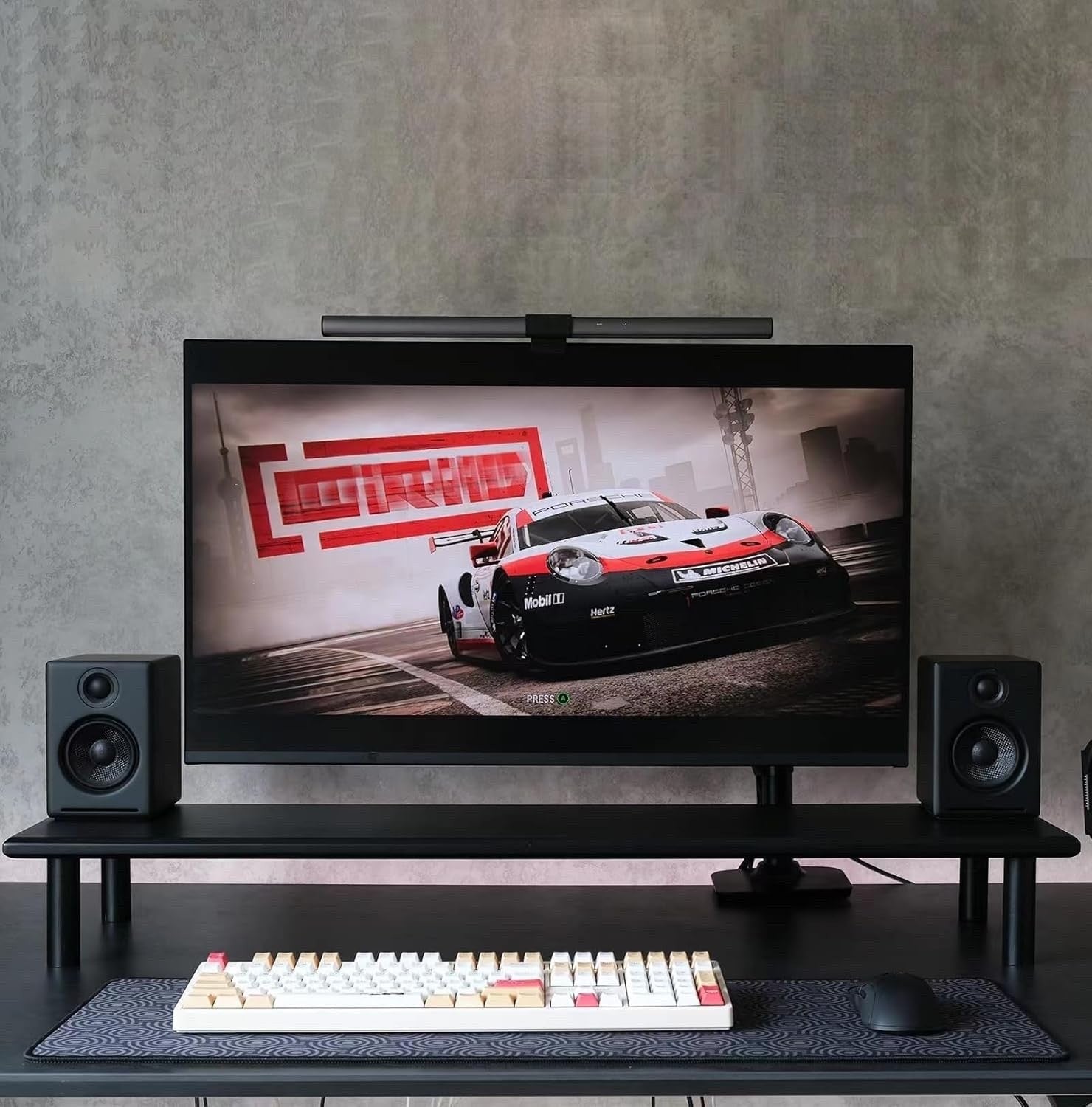 Bamboo Dual Monitor Stand Riser Adjustable Height Desk Shelf PC TV