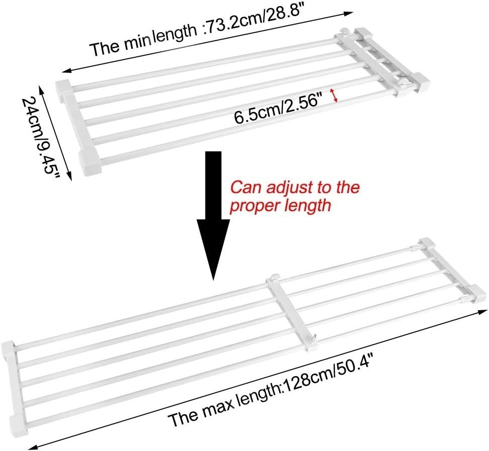 Extendable Closet Shelf Adjustable Wardrobe Storage Rack 73-128cm Organiser