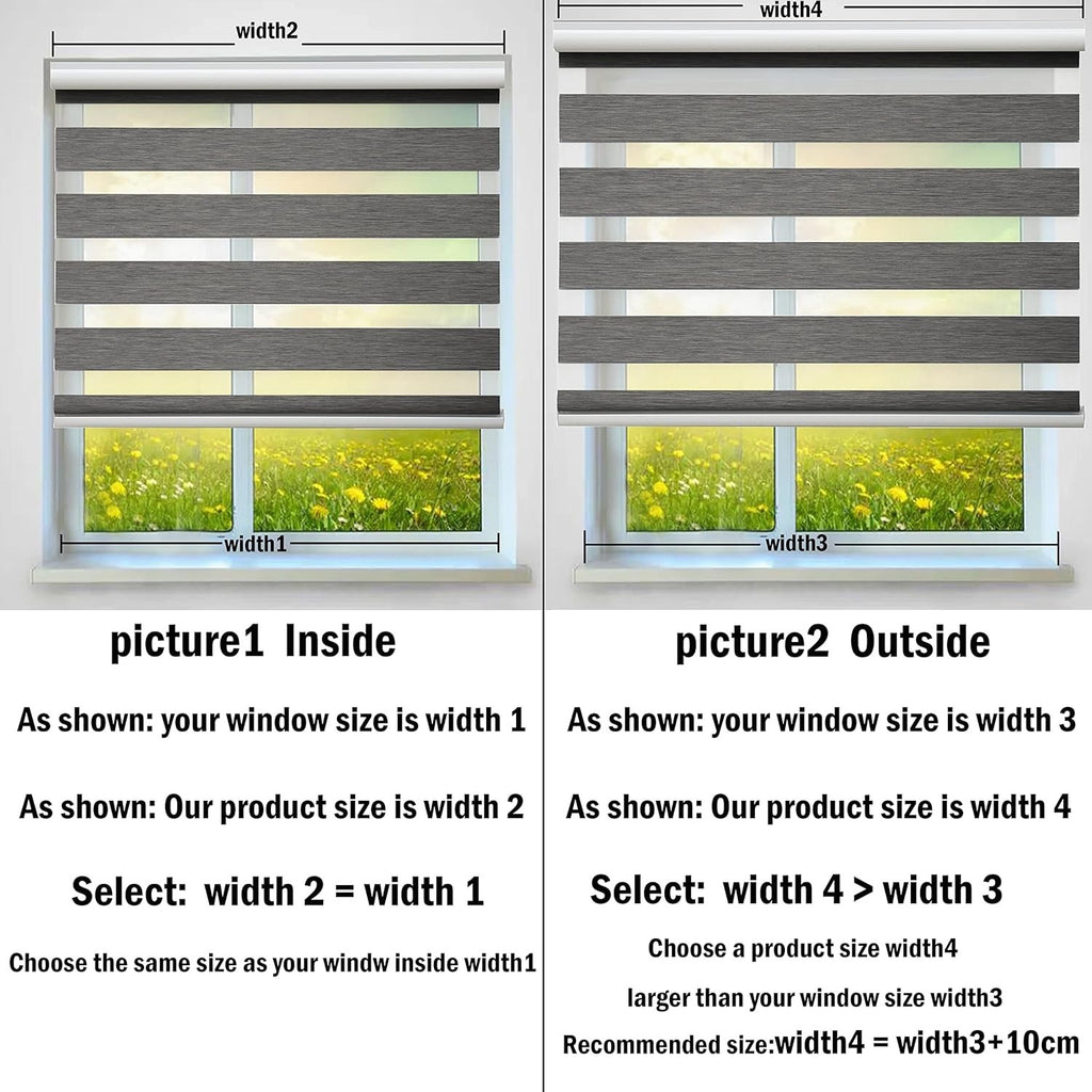 Zebra Roller Blind 80x150cm Day Night Blackout Window Shade Grey