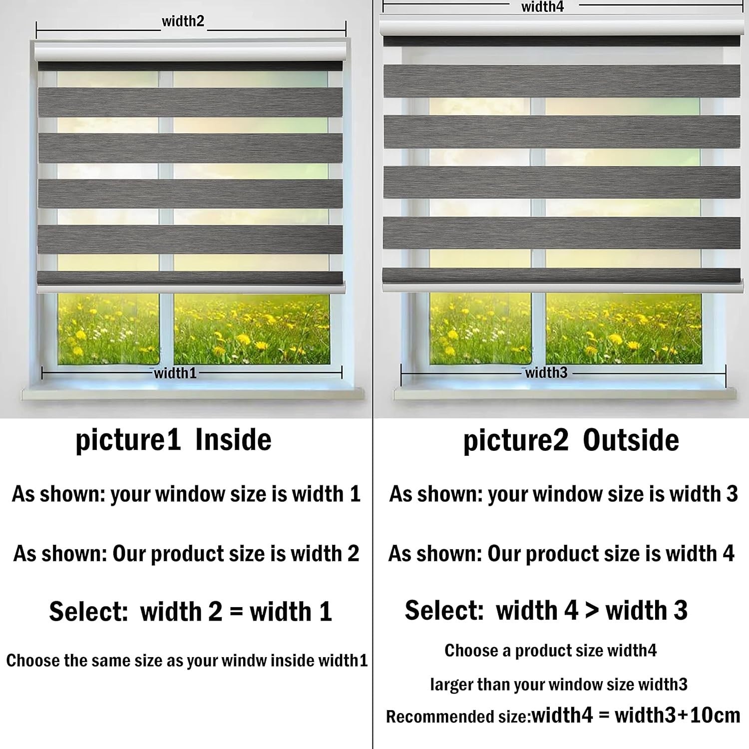 Zebra Roller Blind 80x150cm Day Night Blackout Window Shade Grey