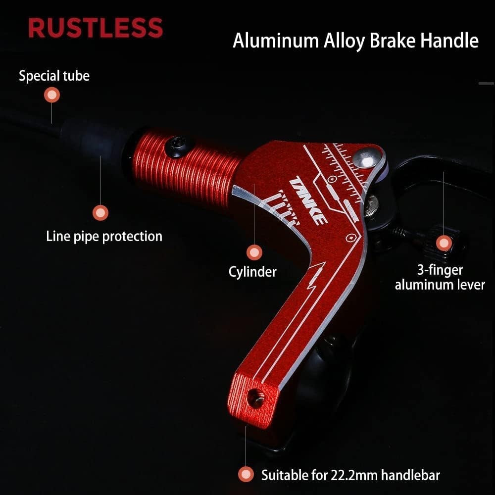 E-Bike Hydraulic Disc Brake Set Electric Bike Cut-Off Brake Lever with Rotor Red