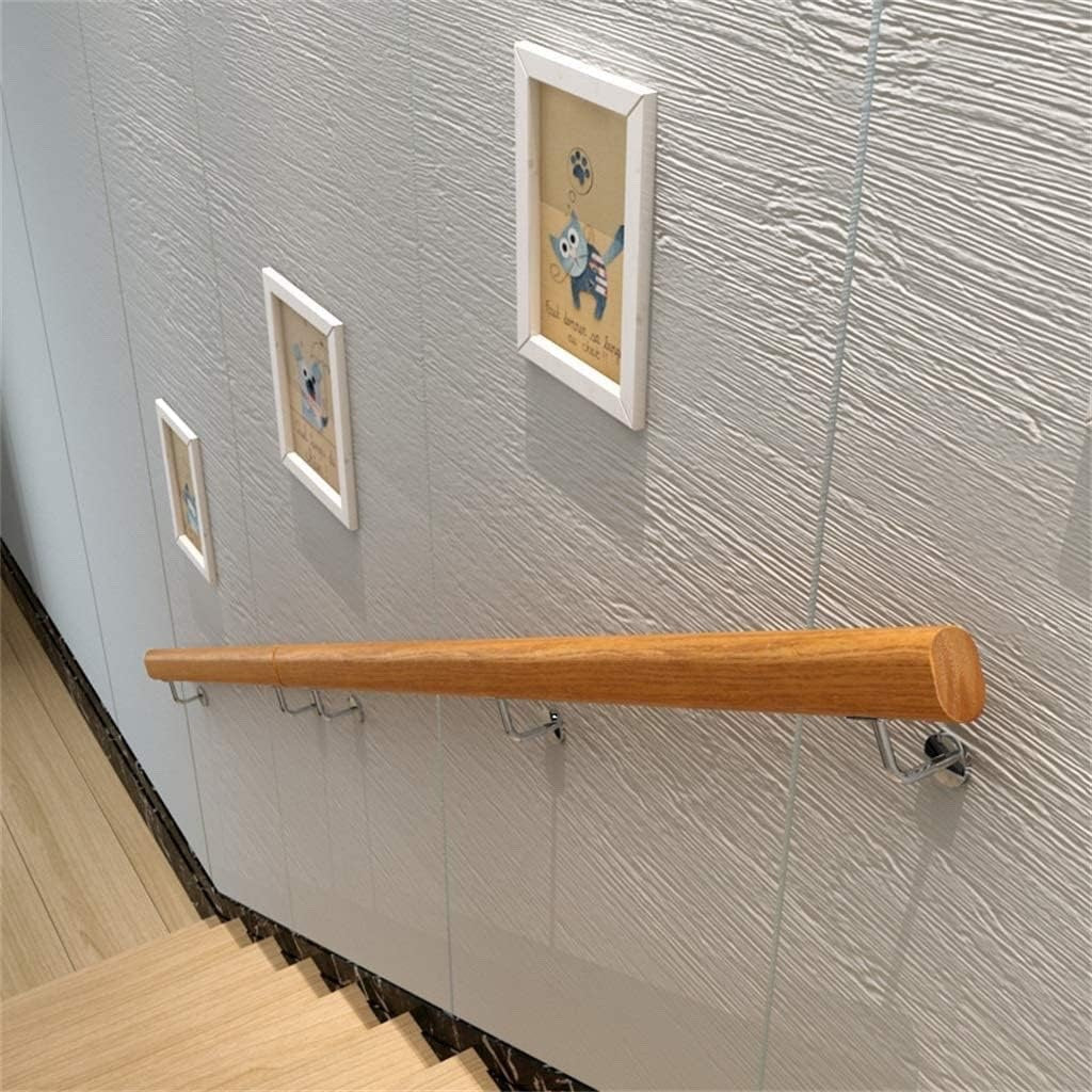 100cm Wooden Stair Handrail Banister Anti Slip Rail Bracket Indoor Outdoor