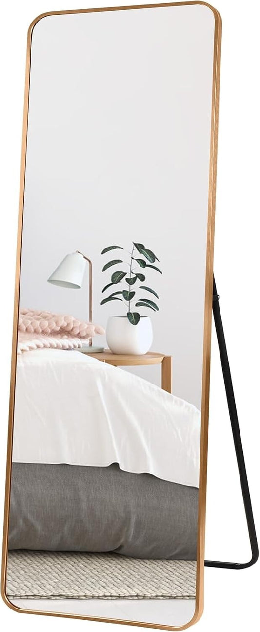HORLIMER 60"x18" Full Length Standing Mirror with Aluminum Frame, 152x46cm