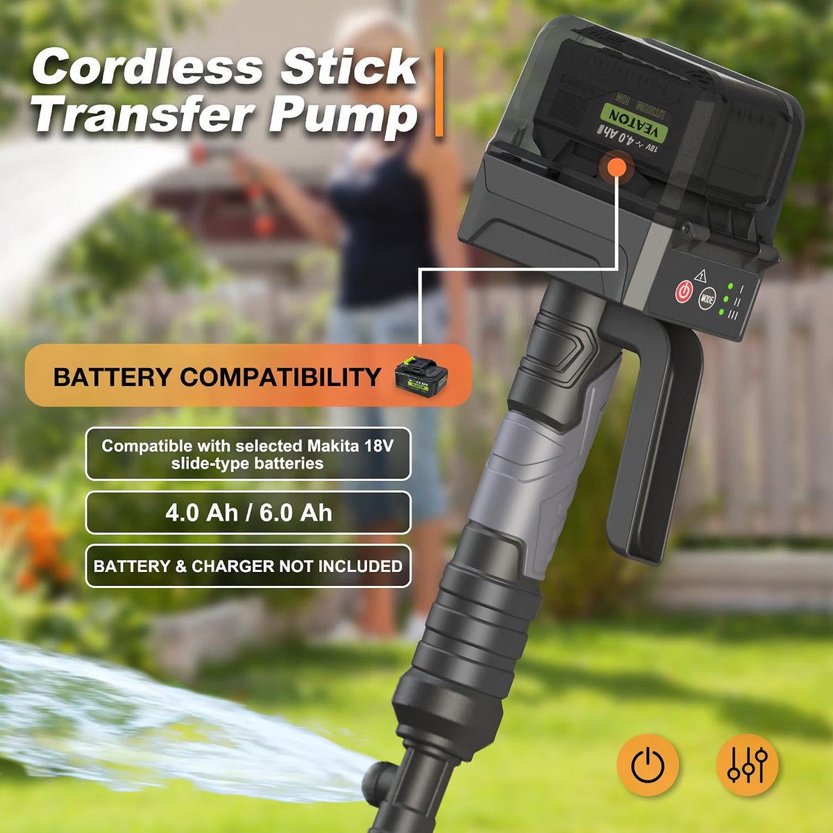 Water Transfer Pump Cordless Brushless Makita 18V 2500L/H 1.0-1.4m Telescopic