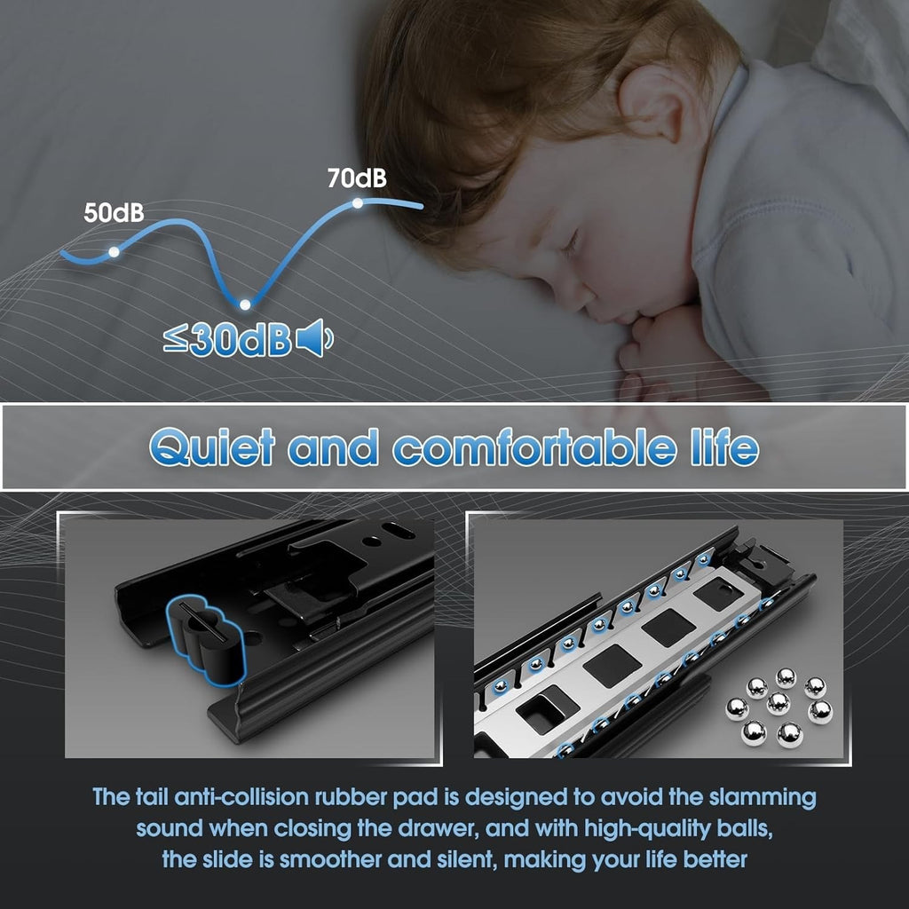 Heavy Duty Drawer Runners Full Extension Ball Bearing 48kg 5 Pairs