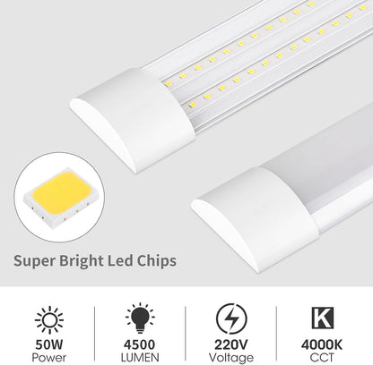 LED Batten Lights 5FT 2 Pack 50W 4500LM 4000K Ceiling Garage Workshop Strip