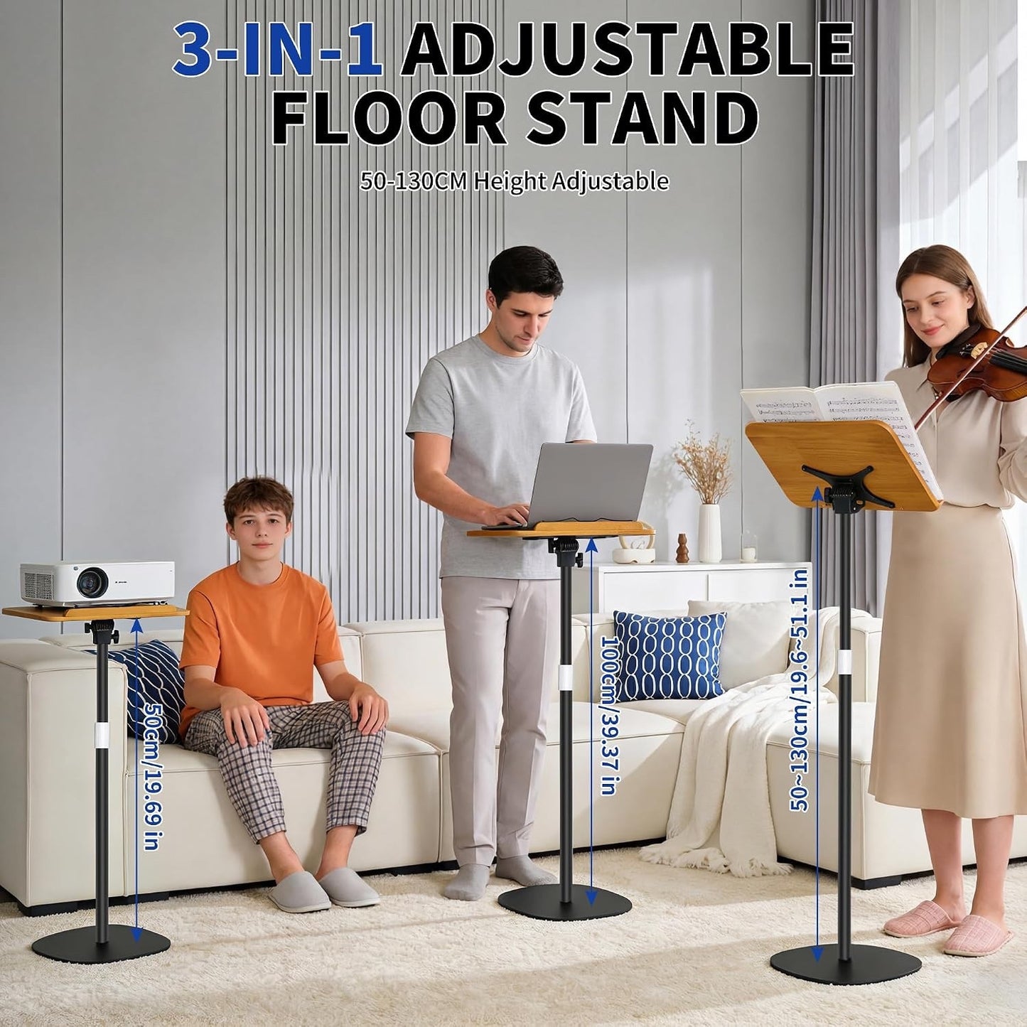 Book Reading Stand Adjustable 50-130cm Foldable Laptop Tablet Music Holder Black