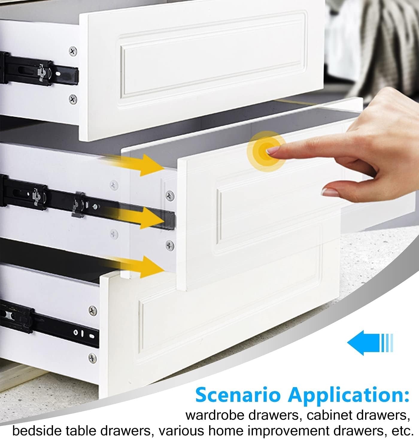 YENUO Push to Open Drawer Runners Full Extension 600mm