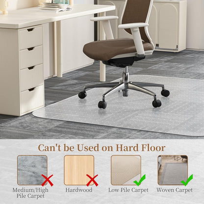Clear Chair Mat 114x135cm for Low Pile Carpet Thick Non Slip Studded Floor