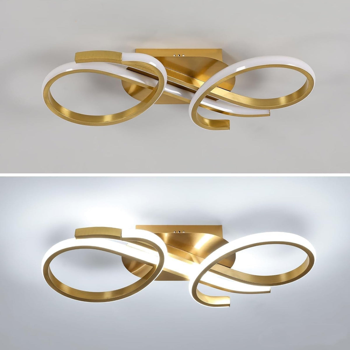 LED Ceiling Light Dimmable Remote 29W Gold 55x20cm Modern Music Design 3250LM