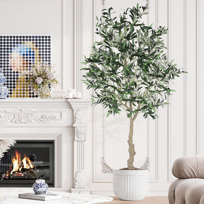 Artificial Olive Tree 7FT Faux Silk Lifelike Plant Indoor Living Room Bedroom