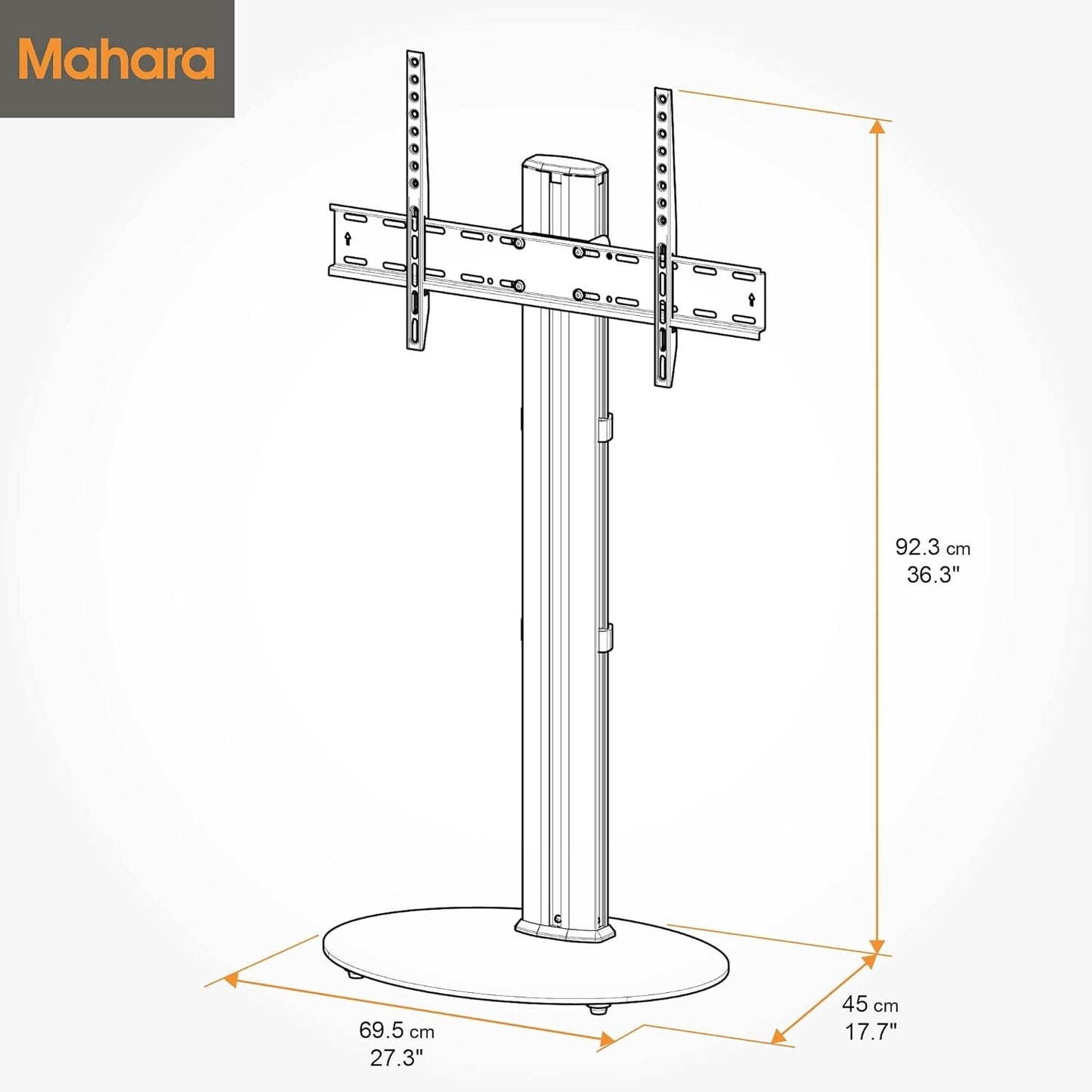MAHARA Swivel Column TV Stand - for 32 to 55 inch TVs-Universal freestanding sil
