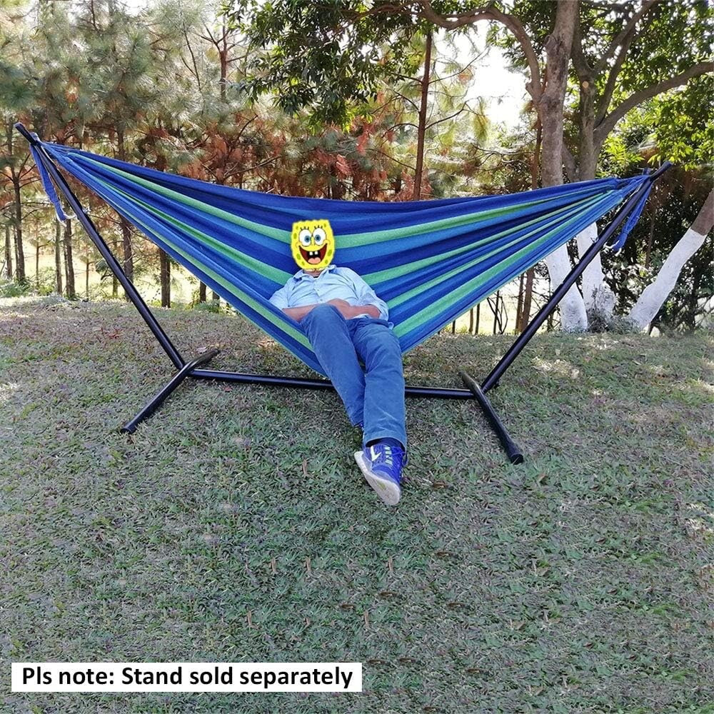 Double Hammock with Steel Stand 2 Person Outdoor Garden Patio Relaxing Bed