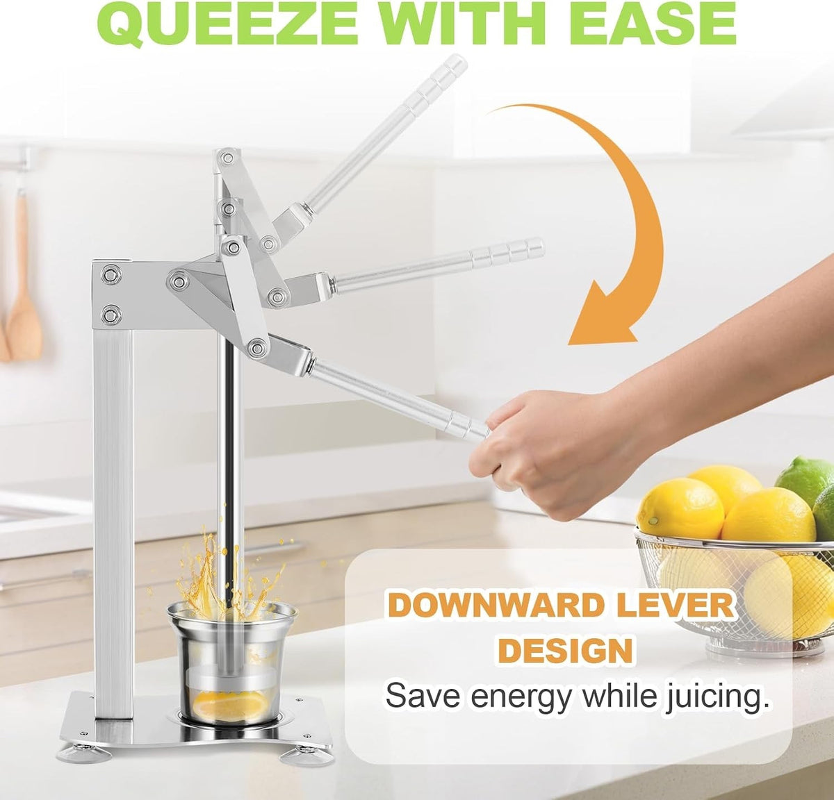 Manual Lemon Citrus Juicer Press Heavy Duty Stainless Steel Fruit Squeezer Cup