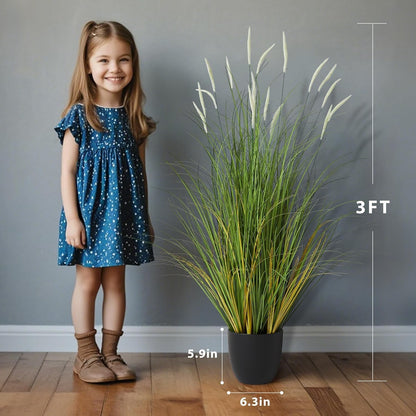 Artificial Reed Grass 3ft 2 Pack White Faux Cattail Potted Plants Decor Indoor