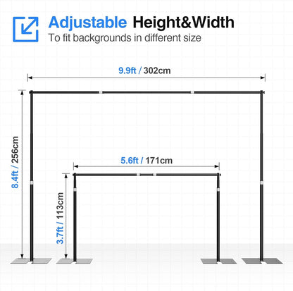 Backdrop Stand Kit Heavy Duty Adjustable Photo Booth Frame 8.5x10ft Black UK