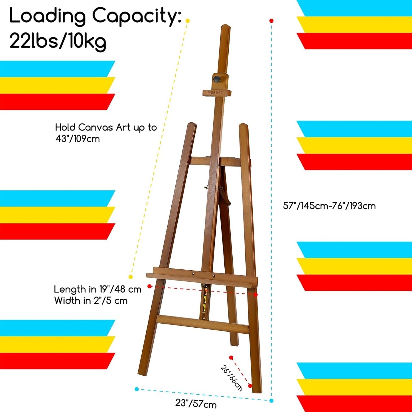 Art Easel Wooden Painting Adjustable Beech Display Stand Canvas 109cm Walnut
