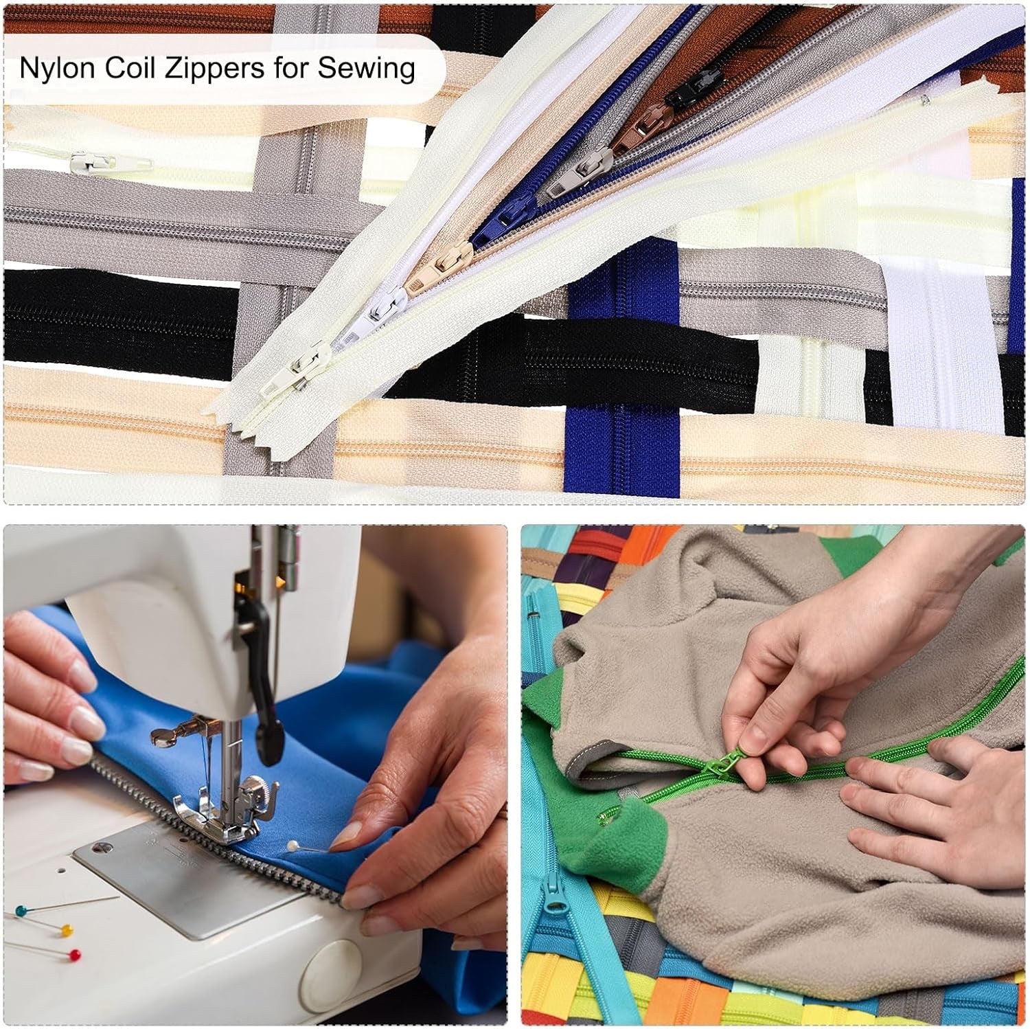 sourcing map 30Pcs 14 Inch #3 Nylon Coil Zippers for Sewing White