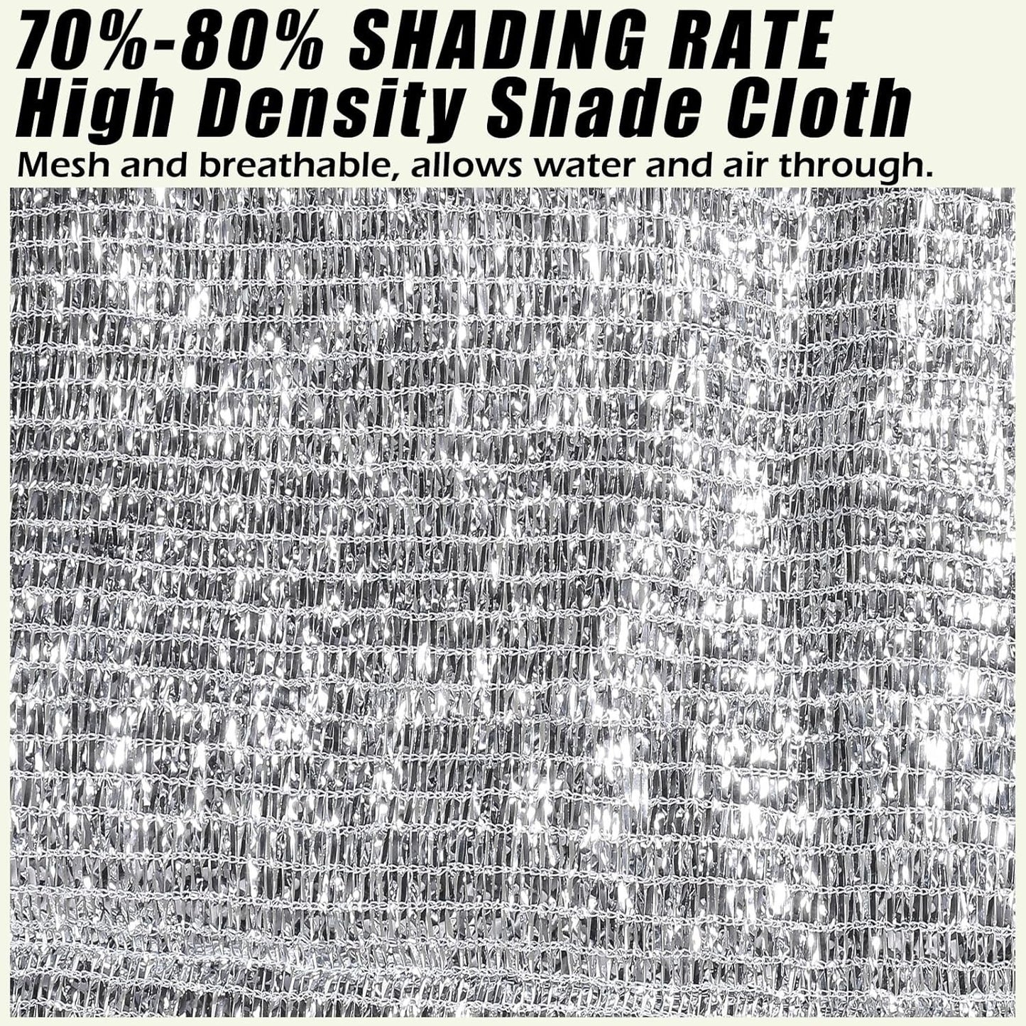 70% Aluminet Shade Cloth 10x14ft Mesh Sun Block Reflective Canopy Grommet Garden