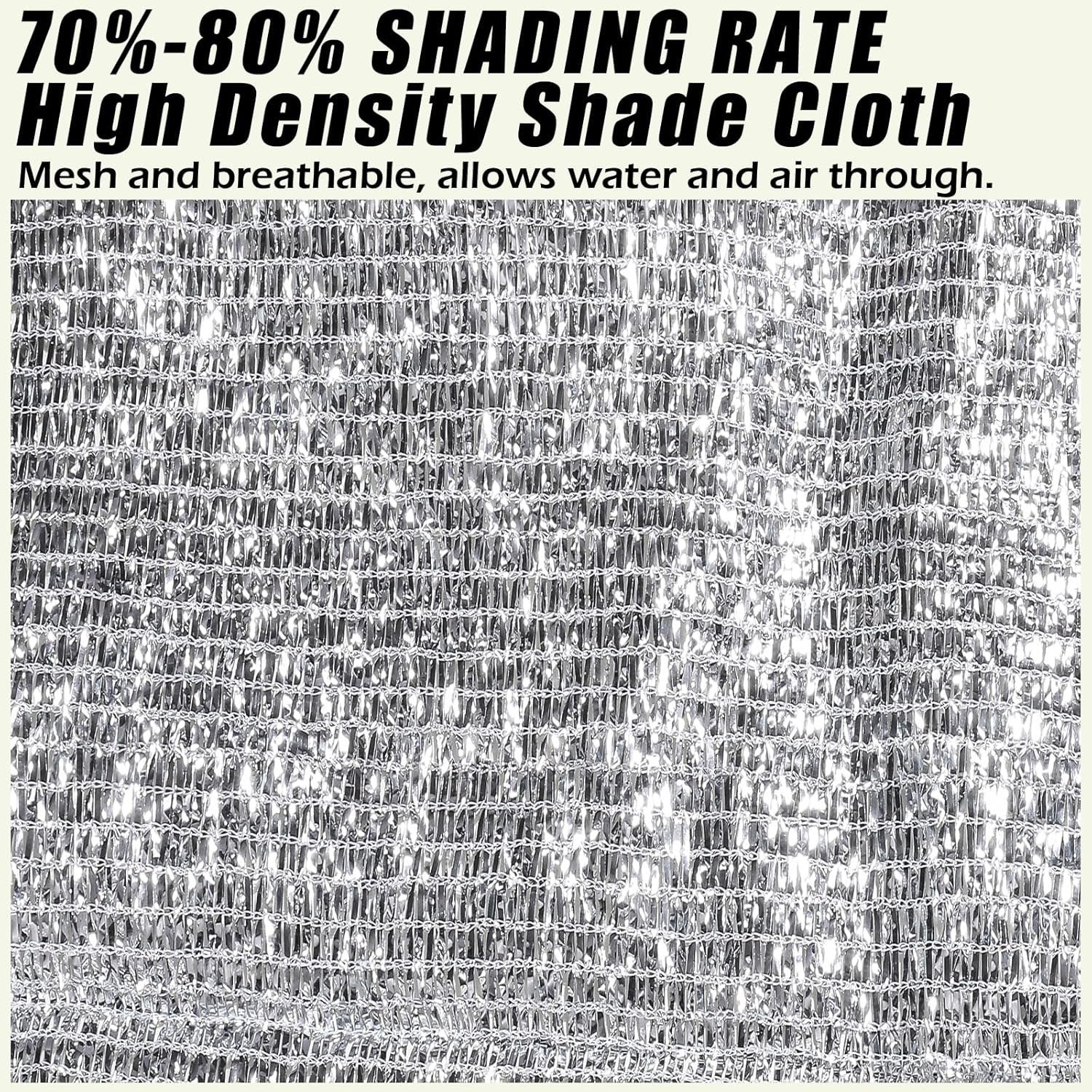 70% Aluminet Shade Cloth 10x14ft Mesh Sun Block Reflective Canopy Grommet Garden