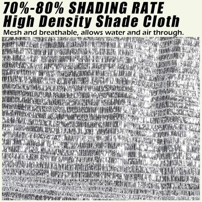 70% Aluminet Shade Cloth 10x14ft Mesh Sun Block Reflective Canopy Grommet Garden