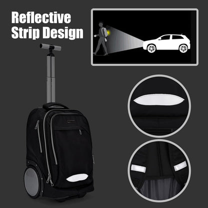 Rolling Backpack Carry On Laptop Bag Large Wheels Telescopic Handle Travel
