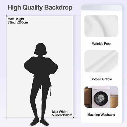 Photography Backdrop Stand Kit White 5x7ft Screen Adjustable T Shape Studio