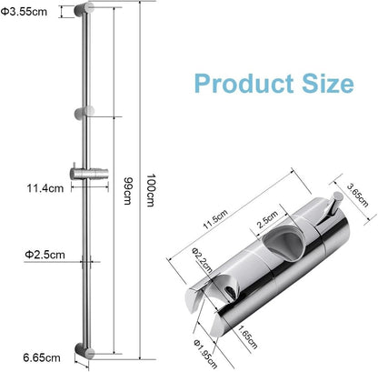 Shower Riser Rail 100cm Adjustable 60-98cm Wall Mount Holder Chrome Bathroom
