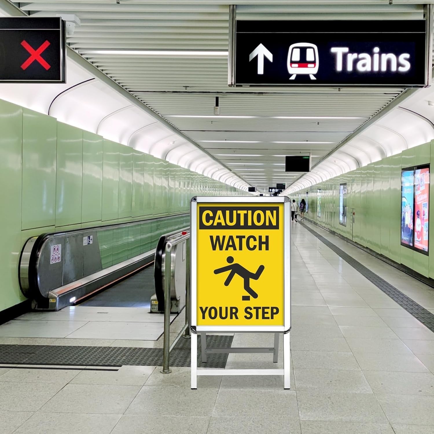 A2 Pavement Sign Frame Double Sided A-Board Poster Stand Silver Shop Display