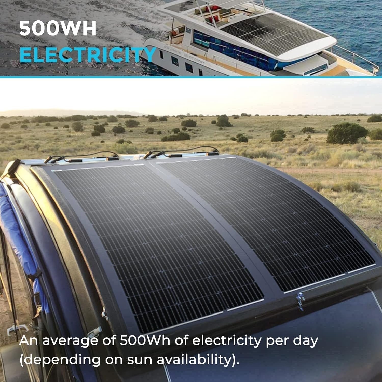 Solar Panel Flexible 100W 12V Monocrystalline Bendable Motorhome RV Boat Van