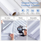 Lifetree Frosted Stripe Window Film Static Cling Privacy UV 90 x 400 cm