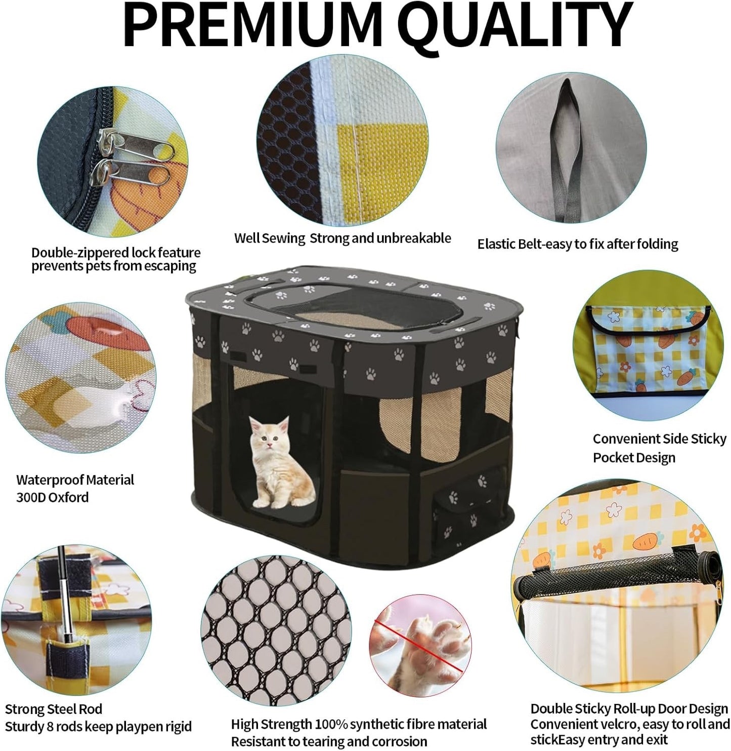 Dog Playpen Pet Crate Foldable Pop Up Puppy Cat Rabbit Exercise Pen 110x85x60cm