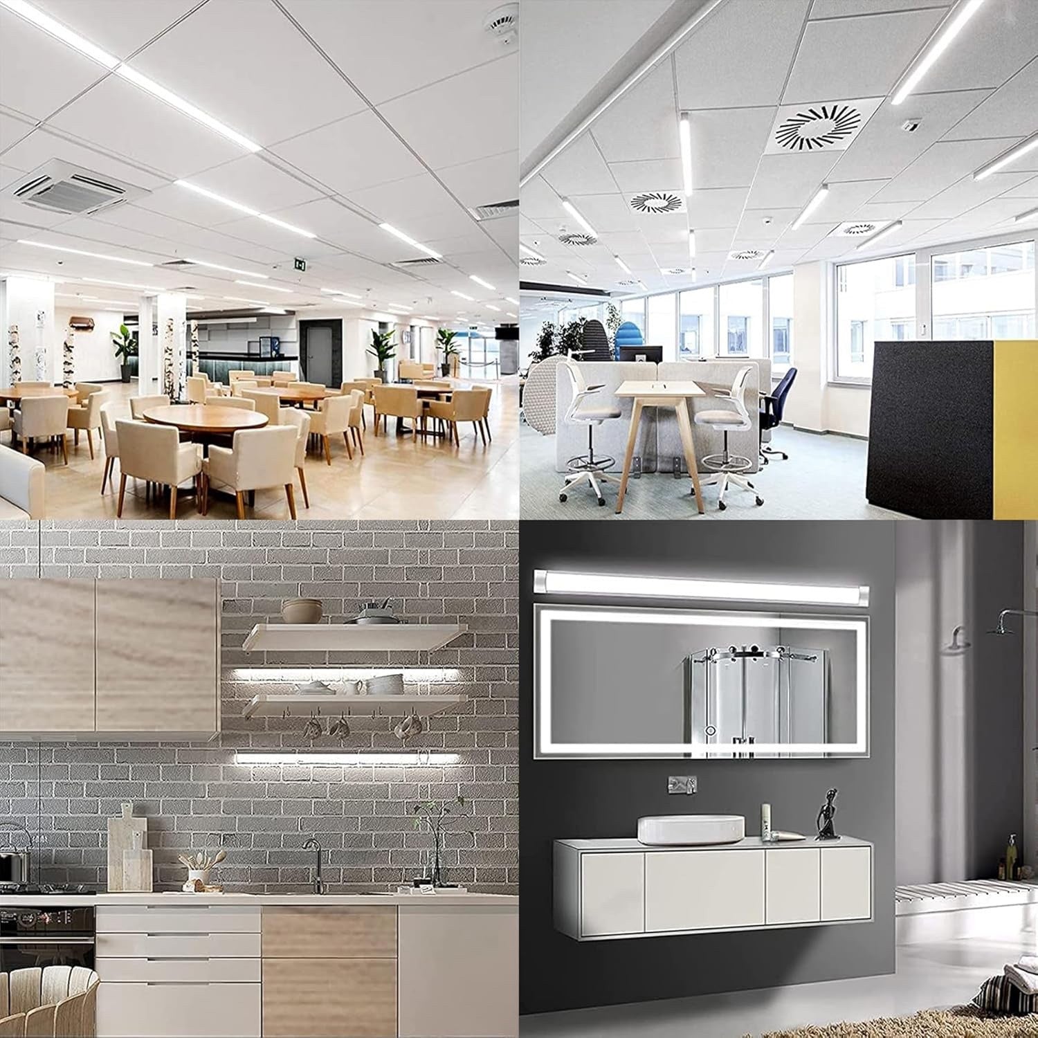 2 Pack LED Batten Tube Light 4FT 40W 4000LM 4000K Ceiling Garage Lights