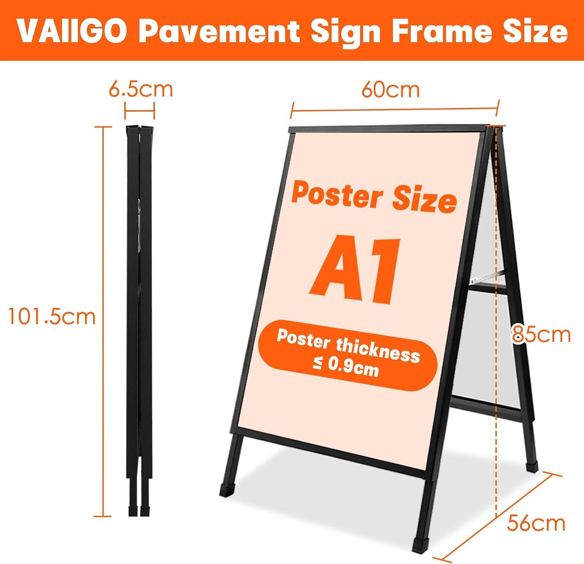 A1 Pavement Sign A Board Double Sided Poster Holder Outdoor Advertising Display