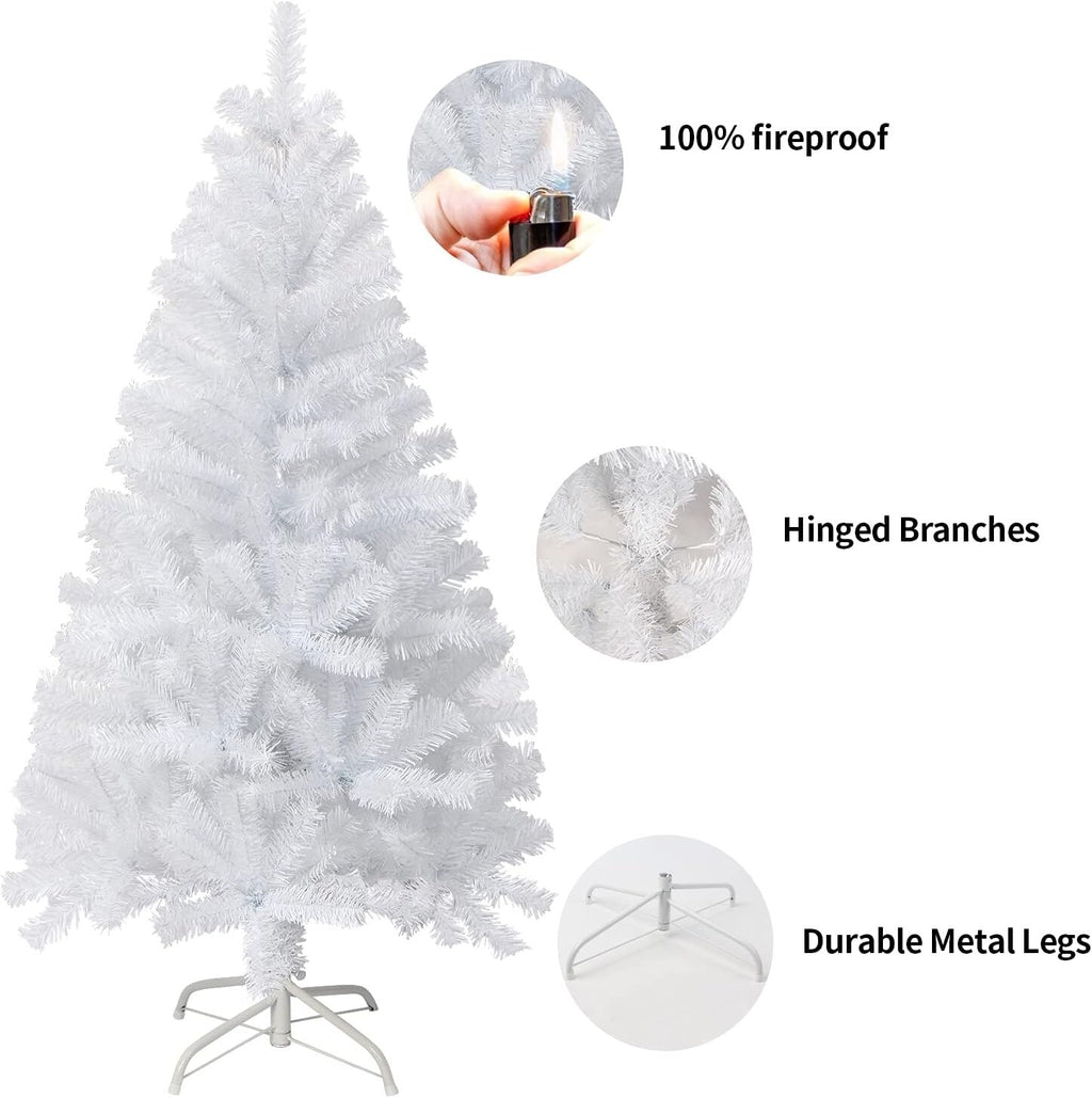4FT White Artificial Christmas Tree 320 Tips Realistic with Metal Stand
