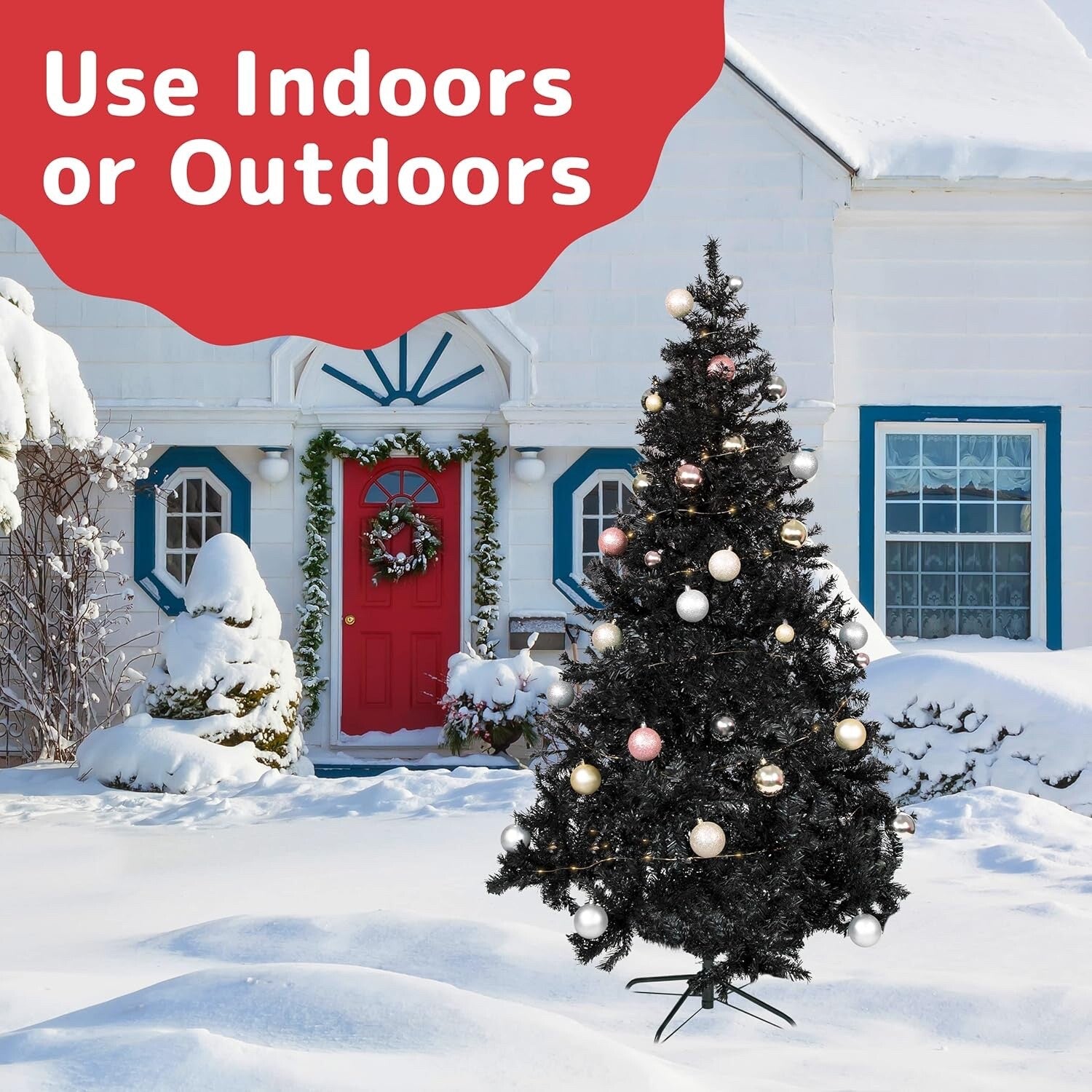 6FT Artificial Christmas Tree Black Canadian Fir with Metal Stand