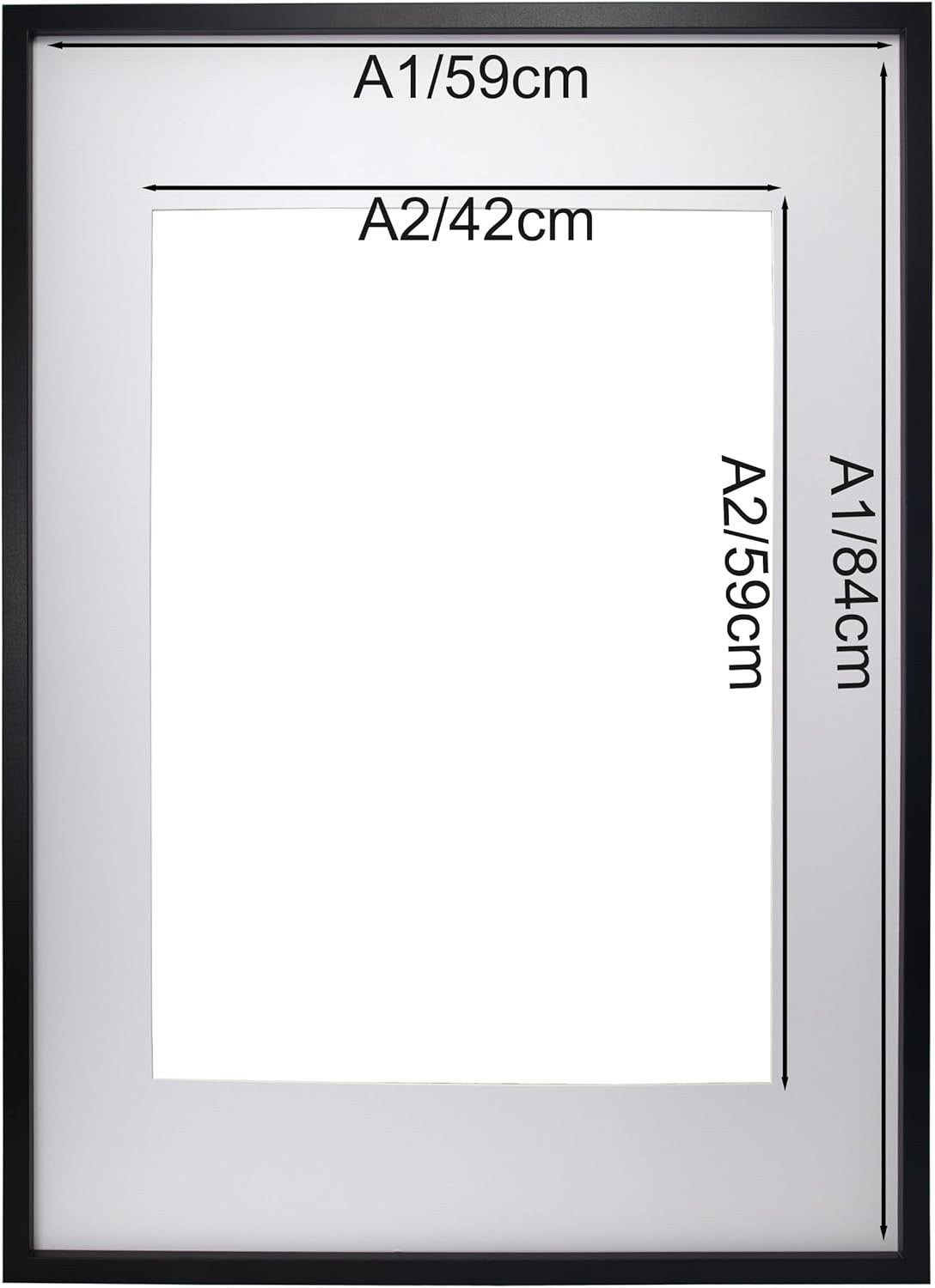 Black A1 Picture Frame Set of 3 with Mount for A2 Poster Gallery Photo Frames