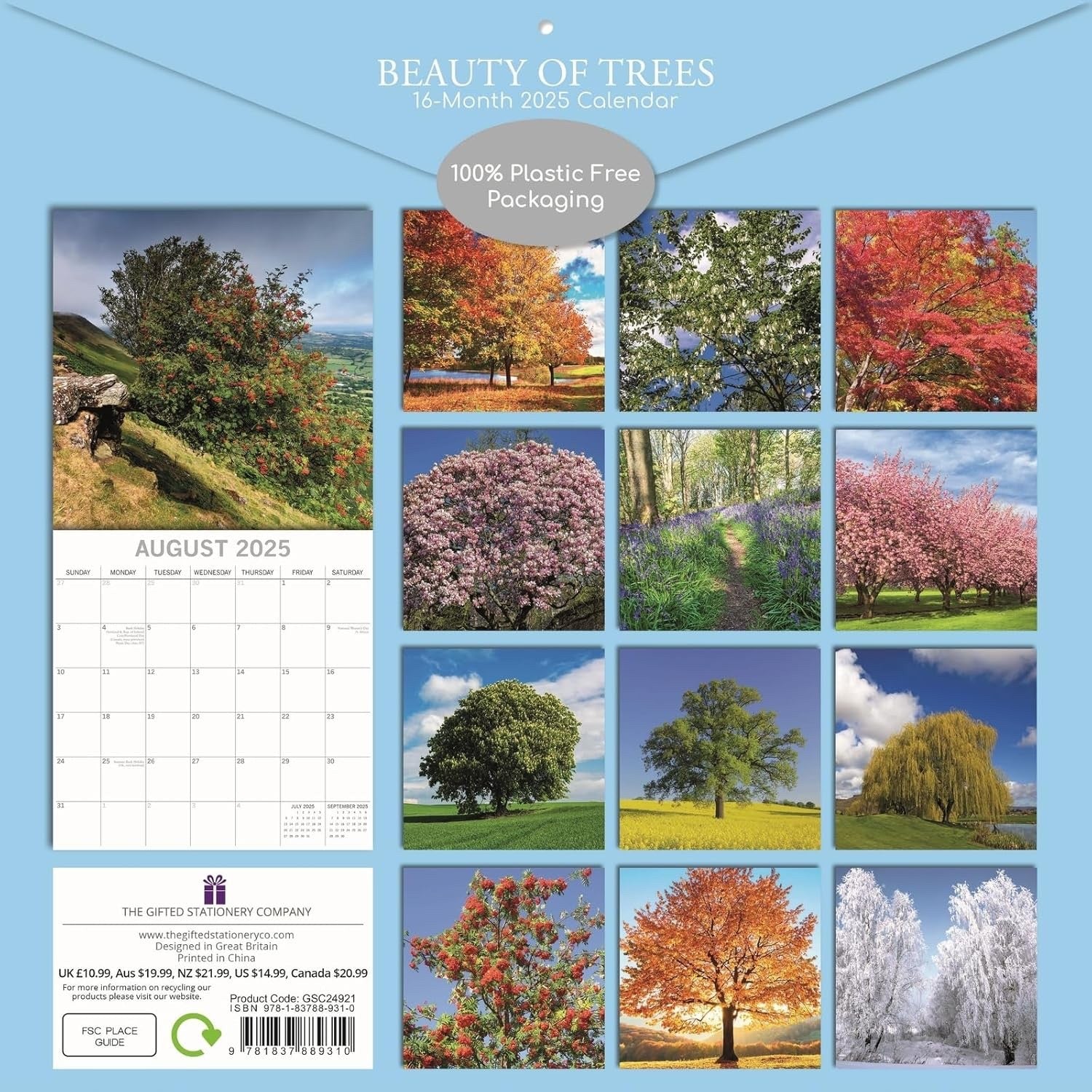 2025 Square Wall Calendar Beauty of Trees 16-Month Floral Theme