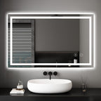 LED Bathroom Mirror 100x60cm Wall Mounted Backlit Anti-Fog 3 Color Dimmer