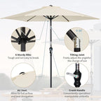 250cm Aluminium Garden Parasol Crank Tilt UV50+ Patio Outdoor Sun Umbrella