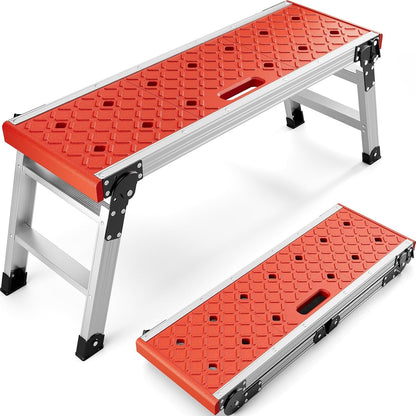 Step Ladder Folding Aluminium 3 Step Lightweight Non Slip Multi Purpose Red