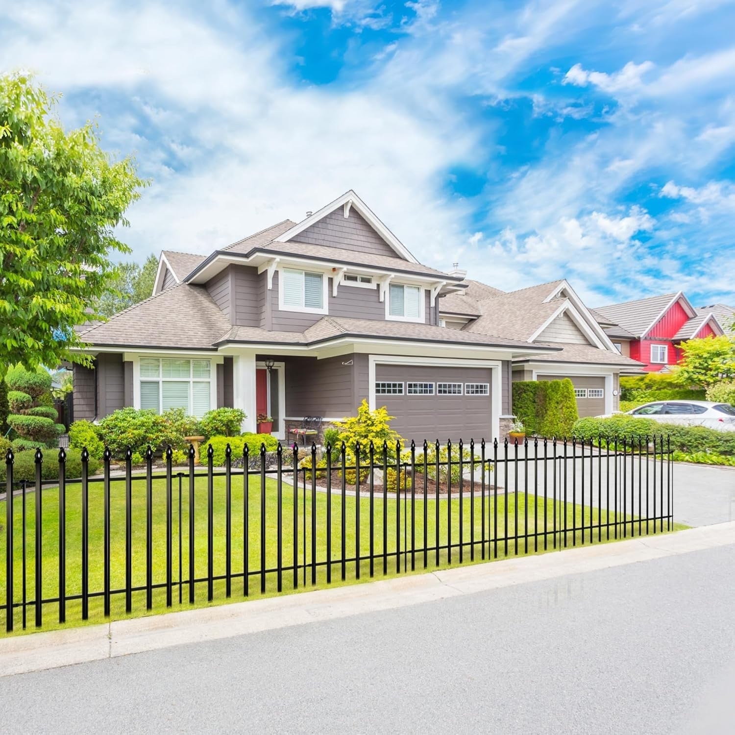 3m Decorative Metal Garden Fence 5 Pack Pet Barrier Border 81cm High