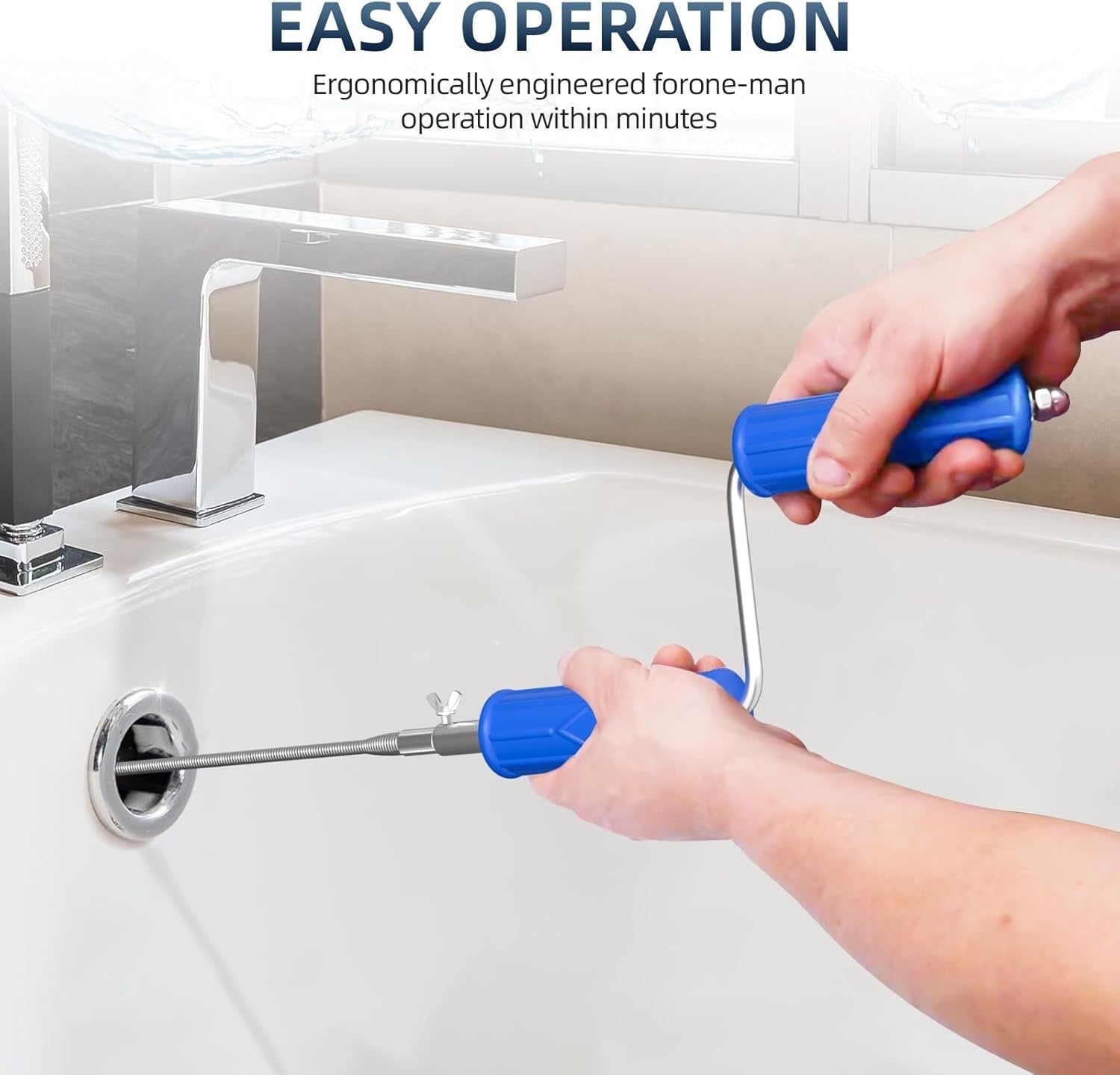 Drain Unblocker Tools, Plumbing Snake with Electric Adapters-Manual Drain Auger