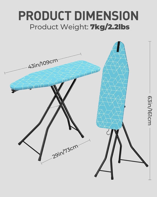 2in1 Ironing Board Folding Steam Board Steel Frame Non Slip Heat Resistant Cover