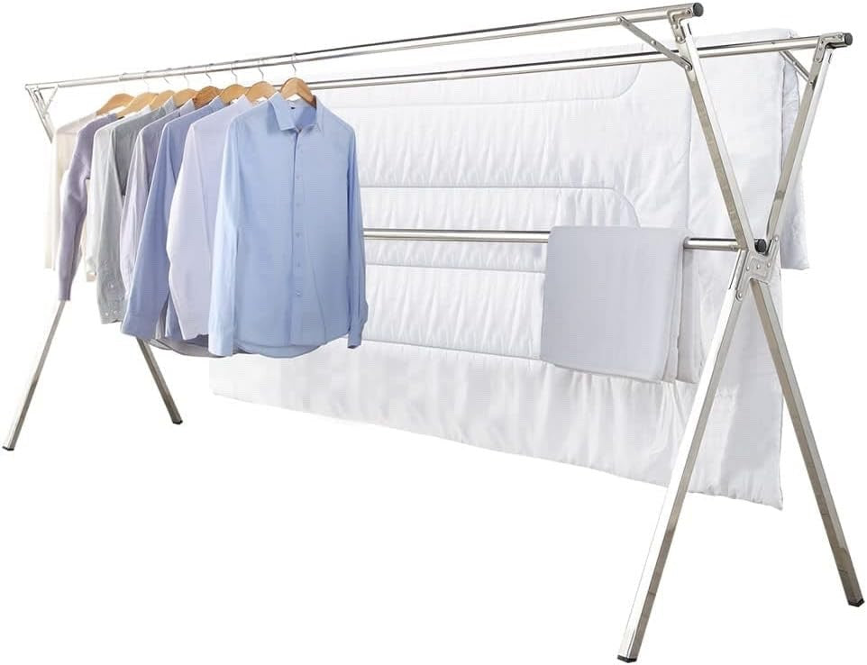 Foldable Stainless Steel Clothes Airer Drying Rack 2.38m Indoor Outdoor Laundry