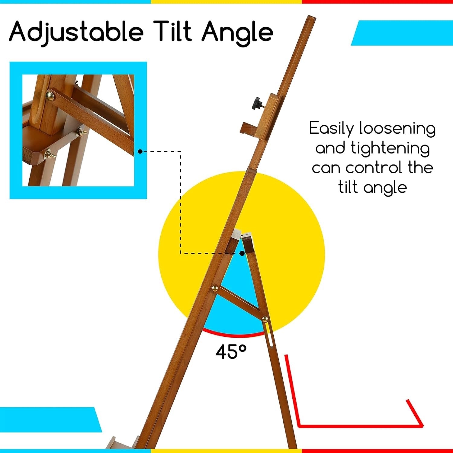 Art Easel Wooden Painting Adjustable Beech Display Stand Canvas 109cm Walnut