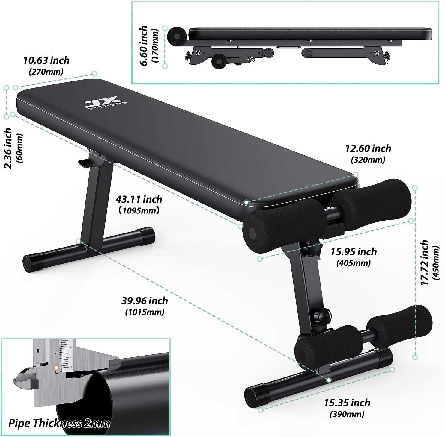 JX FITNESS Adjustable Weight Bench Home Gym Weight Lifting & Sit Up