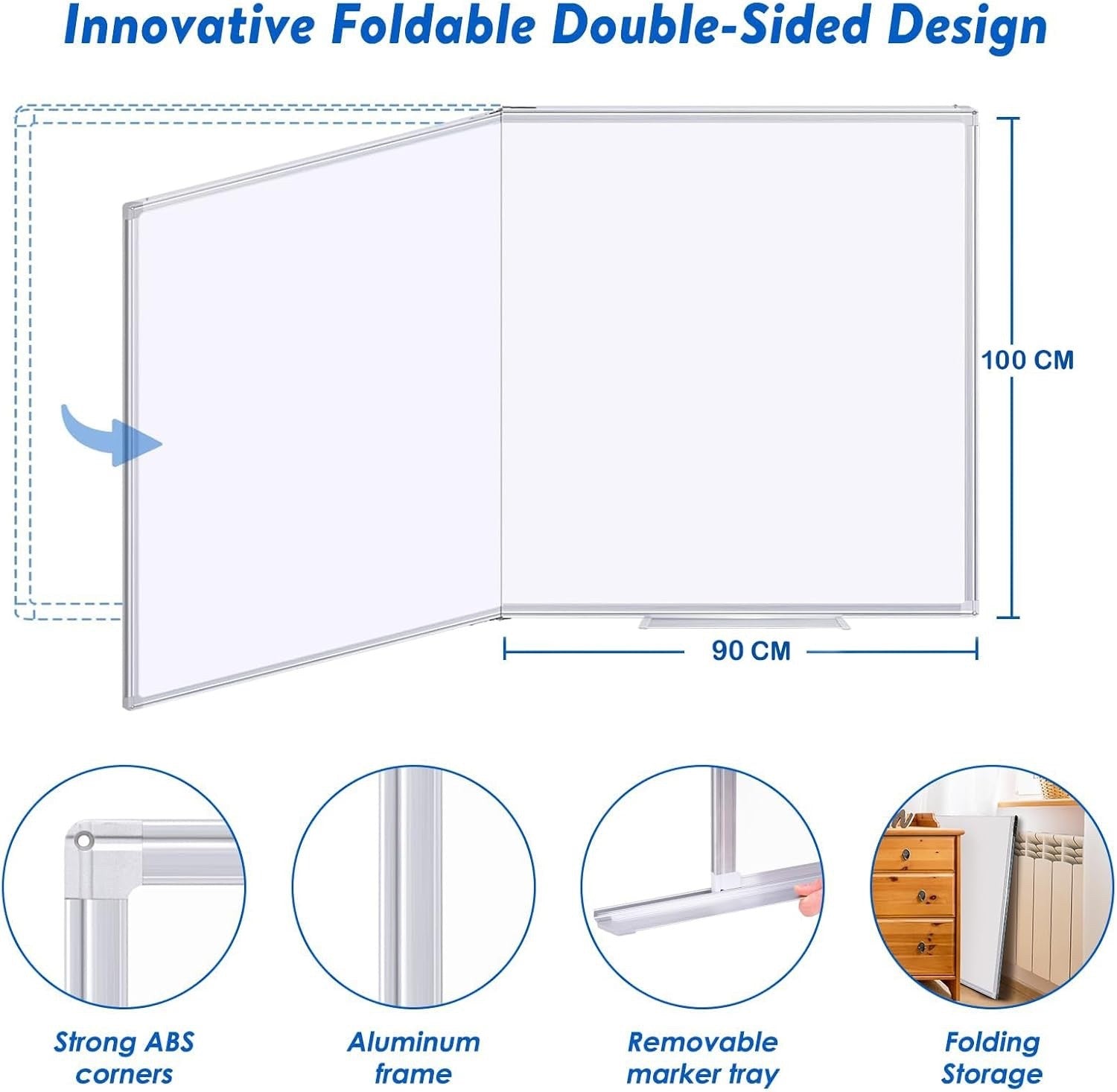 Large Magnetic Whiteboard 180x100cm Wall Mounted Dry Erase Board Alloy Frame